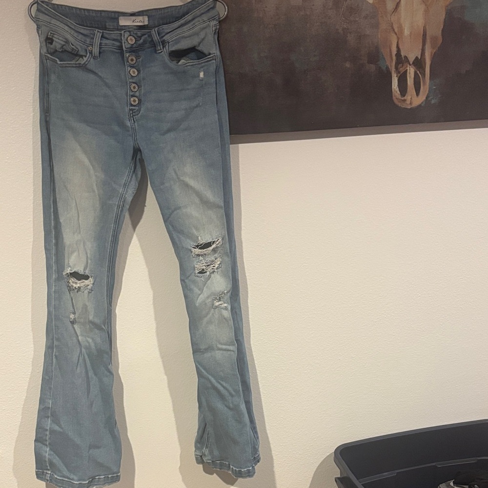 KanCan Light Blue Distressed Flare Jeans